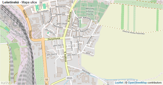 Lešetínská - mapa ulice