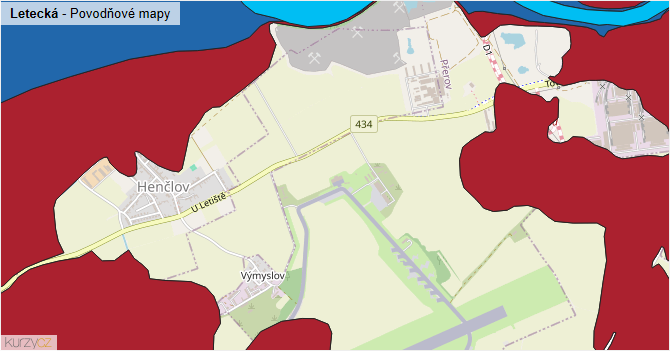 Letecká - záplavové mapy stoleté vody