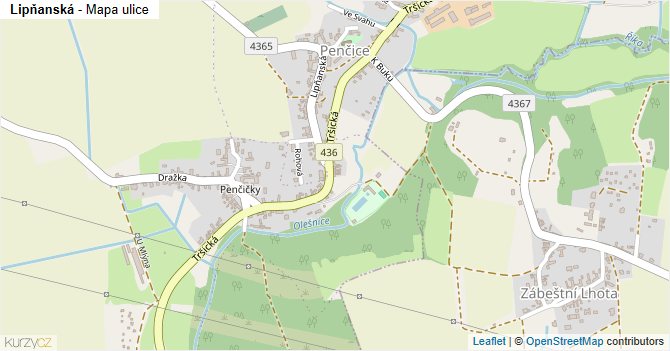 Lipňanská - mapa ulice