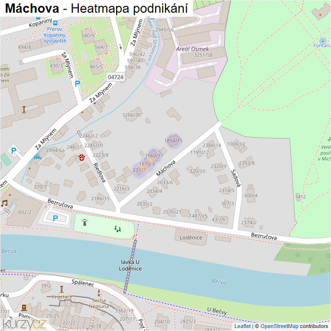 Mapa Máchova - Firmy v ulici.