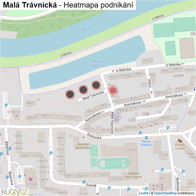 Mapa Malá Trávnická - Firmy v ulici.