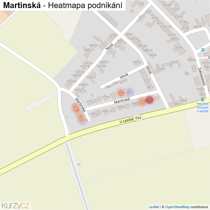 Mapa Martinská - Firmy v ulici.