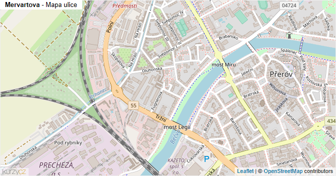 Mervartova - mapa ulice