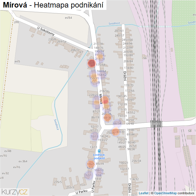Mapa Mírová - Firmy v ulici.