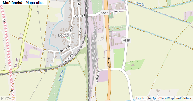 Moštěnská - mapa ulice