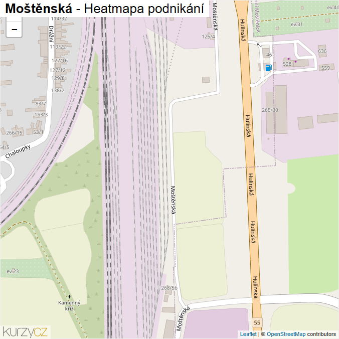 Mapa Moštěnská - Firmy v ulici.