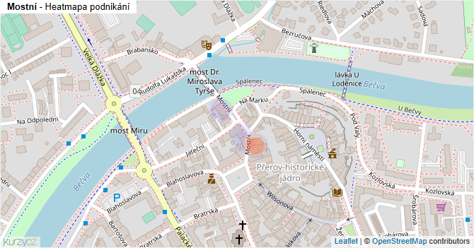 Mostní - mapa podnikání