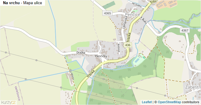 Na vrchu - mapa ulice