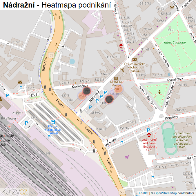 Mapa Nádražní - Firmy v ulici.