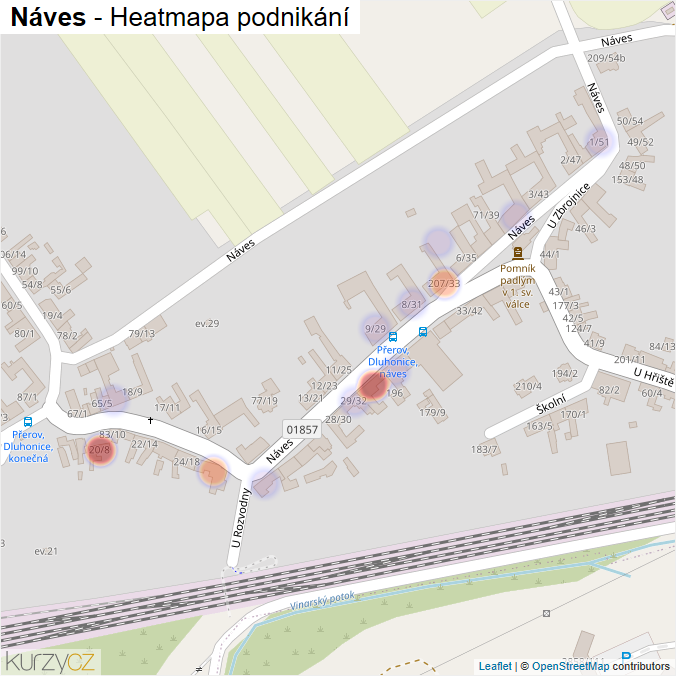 Mapa Náves - Firmy v ulici.