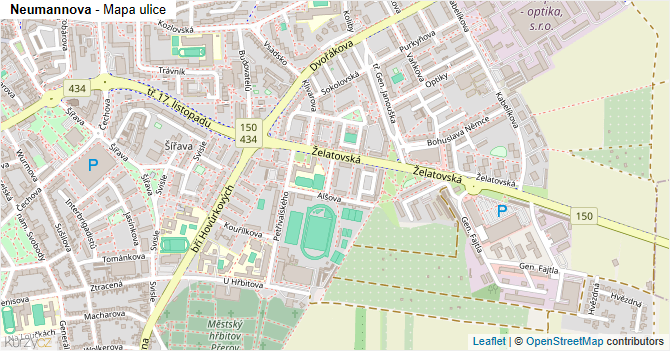 Neumannova - mapa ulice