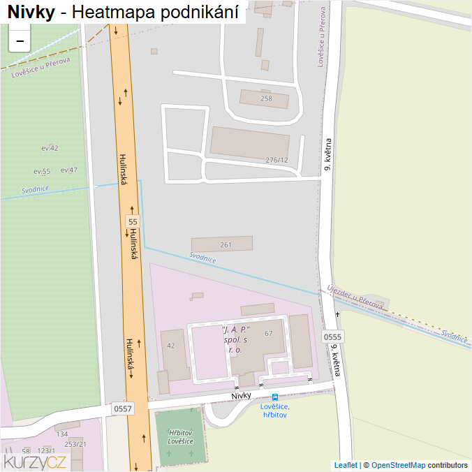 Mapa Nivky - Firmy v ulici.