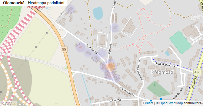 Olomoucká - mapa podnikání