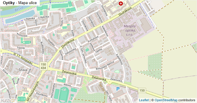 Optiky - mapa ulice