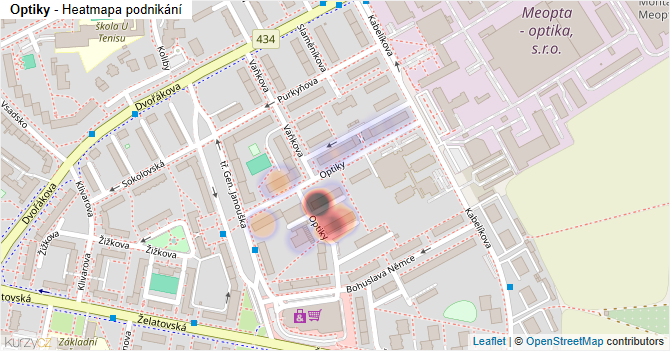Optiky - mapa podnikání