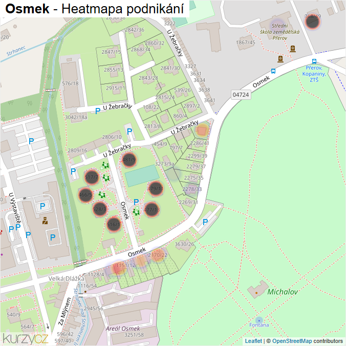 Mapa Osmek - Firmy v ulici.