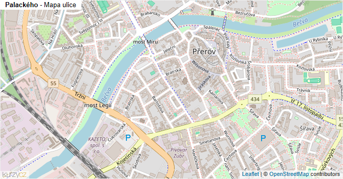 Palackého - mapa ulice