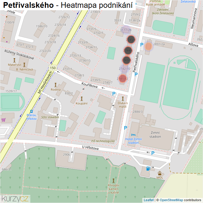 Mapa Petřivalského - Firmy v ulici.