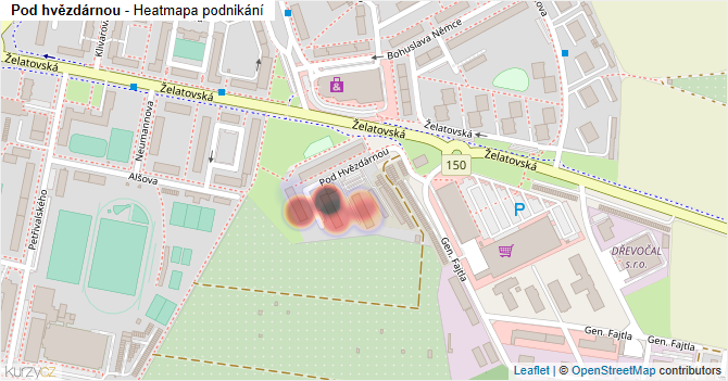Pod hvězdárnou - mapa podnikání