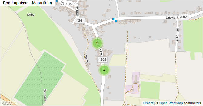 Pod Lapačem - mapa firem