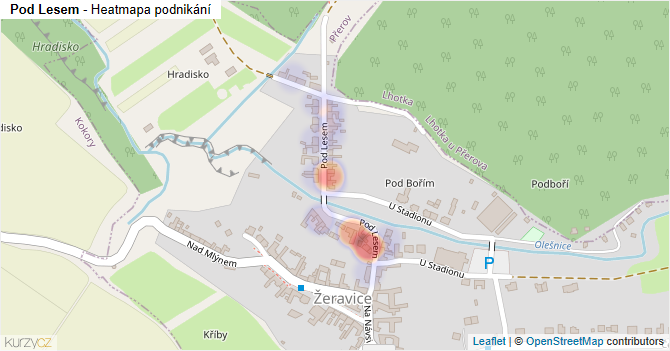 Pod Lesem - mapa podnikání