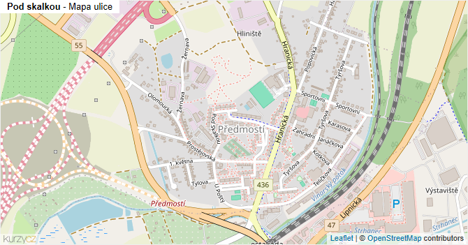 Pod skalkou - mapa ulice