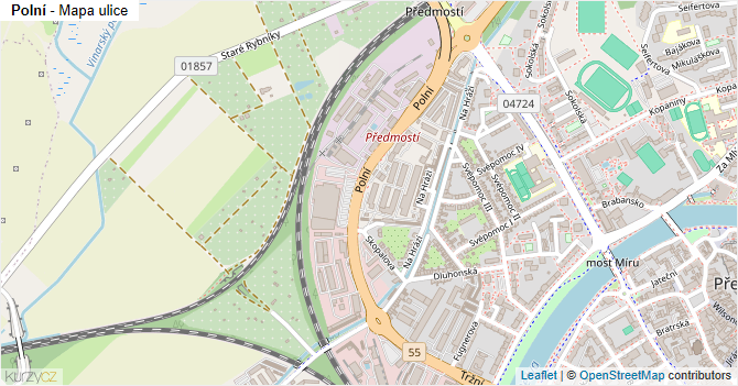 Polní - mapa ulice