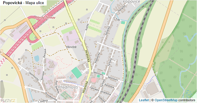 Popovická - mapa ulice