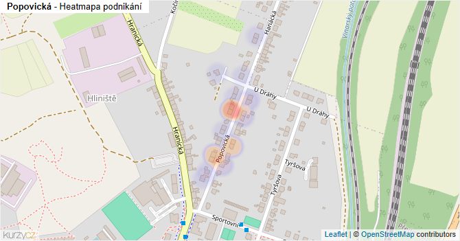 Popovická - mapa podnikání