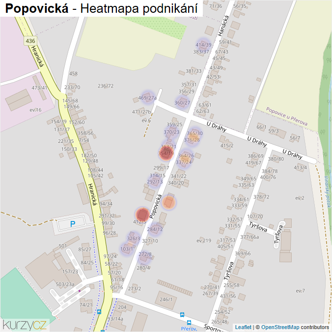 Mapa Popovická - Firmy v ulici.