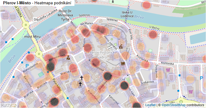 Přerov I-Město - mapa podnikání