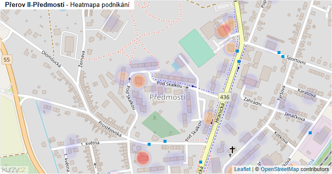 Přerov II-Předmostí - mapa podnikání