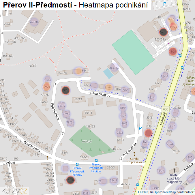 Mapa Přerov II-Předmostí - Firmy v části obce.