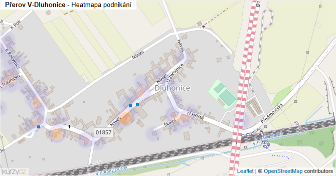 Přerov V-Dluhonice - mapa podnikání
