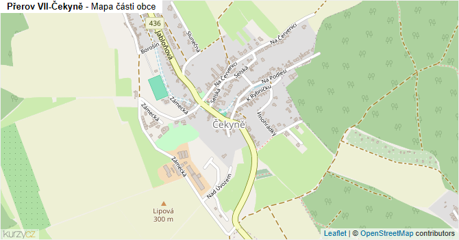 Přerov VII-Čekyně - mapa části obce