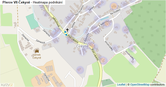 Přerov VII-Čekyně - mapa podnikání