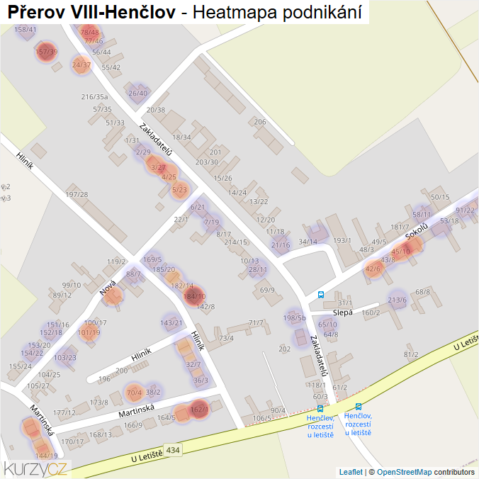 Mapa Přerov VIII-Henčlov - Firmy v části obce.