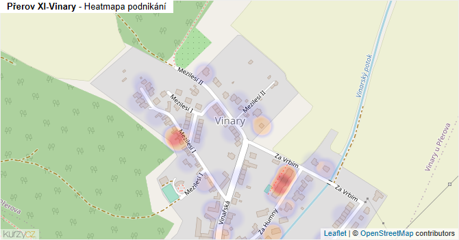 Přerov XI-Vinary - mapa podnikání