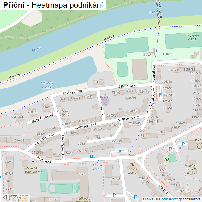 Mapa Příční - Firmy v ulici.