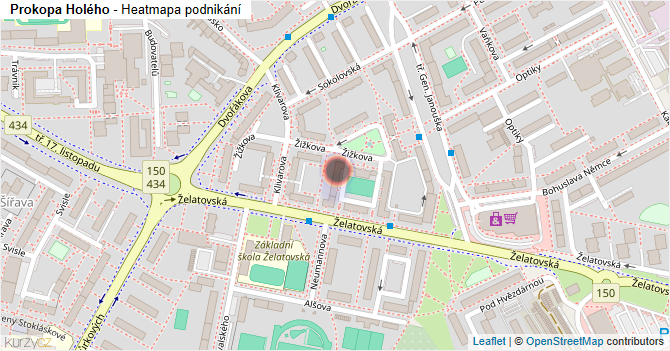 Prokopa Holého - mapa podnikání