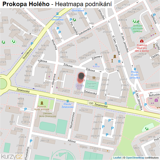Mapa Prokopa Holého - Firmy v ulici.