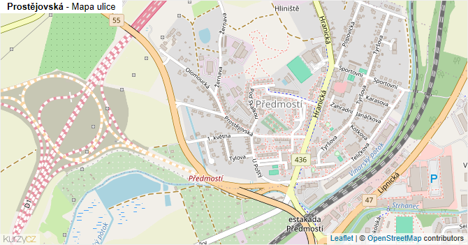 Prostějovská - mapa ulice