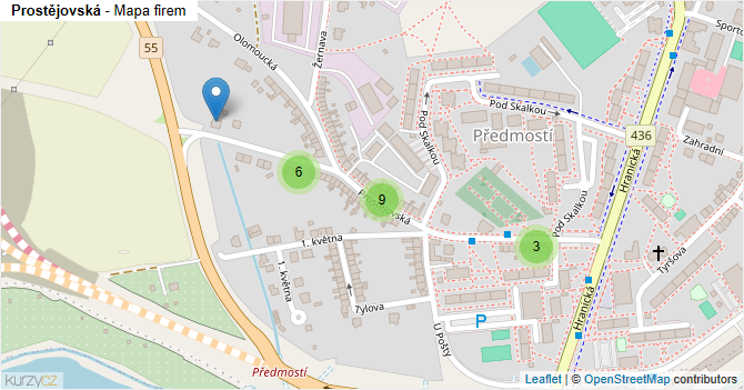 Prostějovská - mapa firem