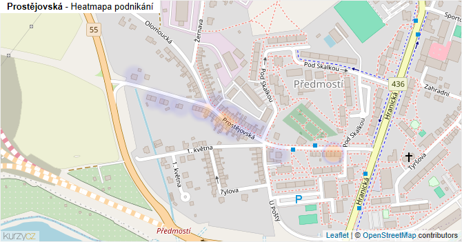 Prostějovská - mapa podnikání