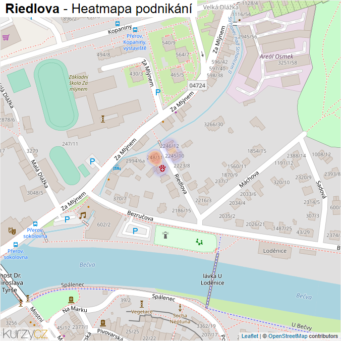 Mapa Riedlova - Firmy v ulici.