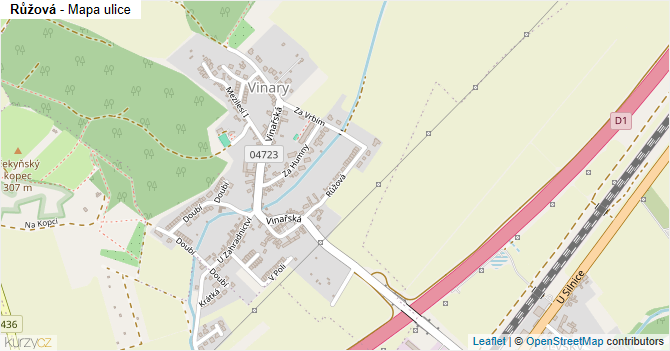 Růžová - mapa ulice