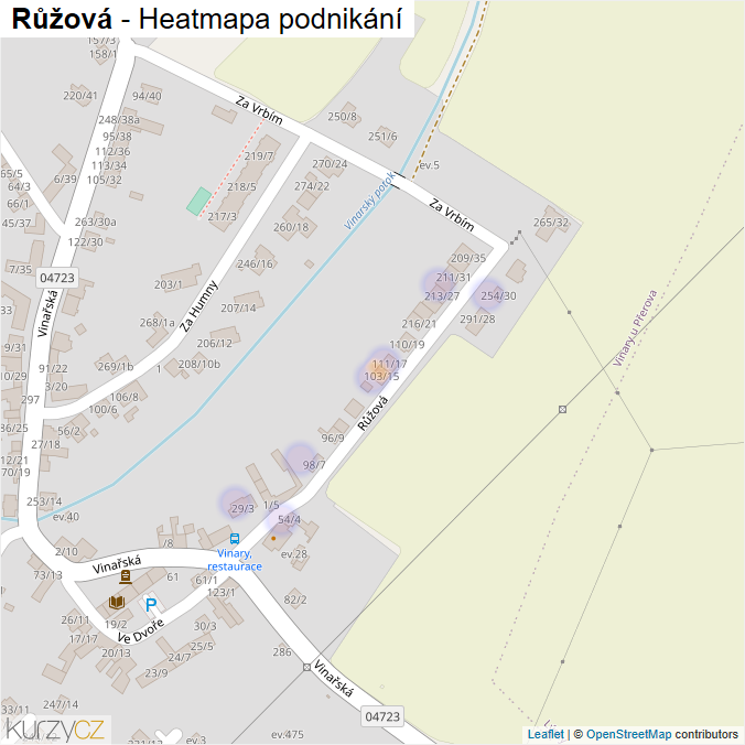 Mapa Růžová - Firmy v ulici.