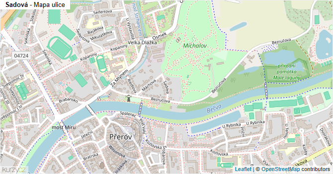 Sadová - mapa ulice