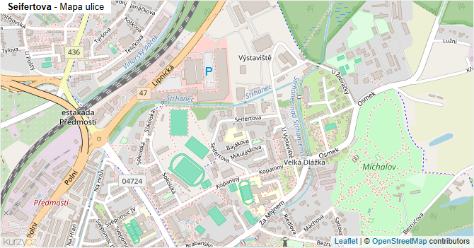 Seifertova - mapa ulice