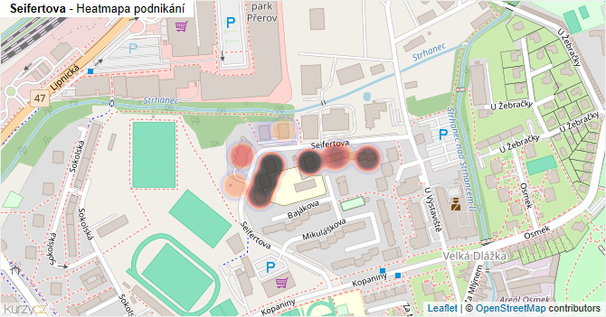 Seifertova - mapa podnikání
